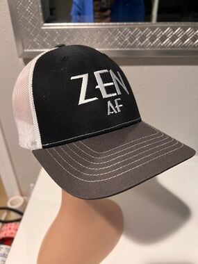 Zen AF Trucker Hat Snapback Adjustable OSFM Cap America Black White Embroidered
